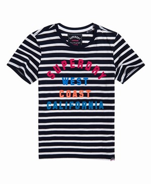 Superdry West Coast Stripe Női Pólók Sötétkék/Csíkok | QFBGZ4507